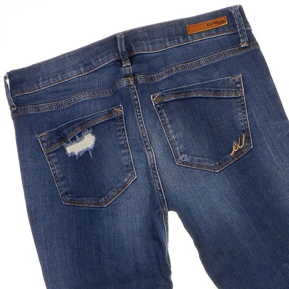 Express Jeans Womens Size 4 S Legging Mid Rise Distressed Blue Measure 30 x 26.5 - Picture 7 of 12